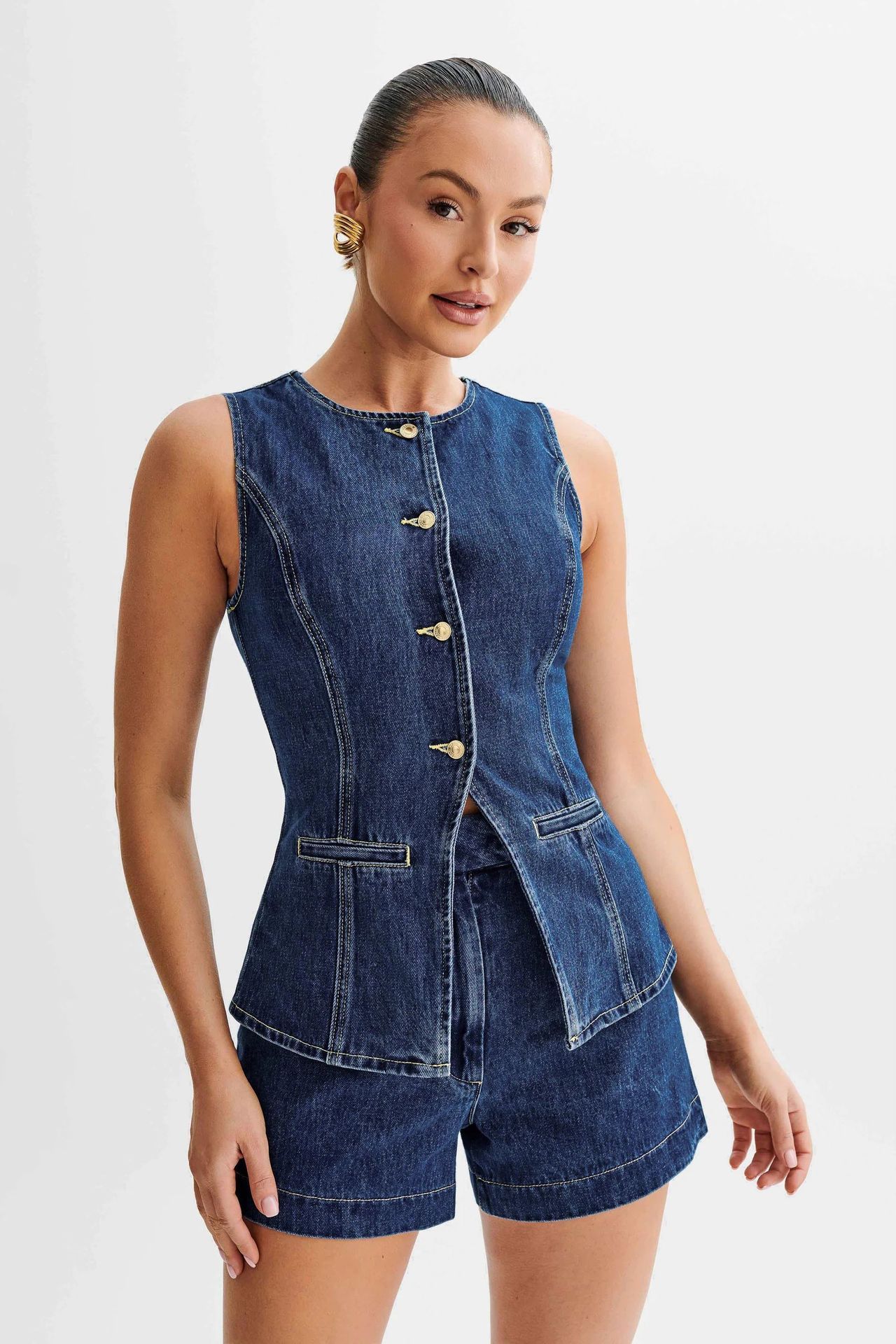 Luxi | Ensemble décontracté en jean sans manches pour femme Luxlili