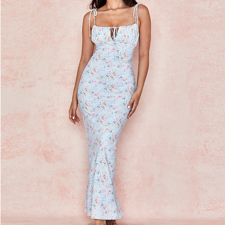 Luxlili | Robes longues d'été à fleurs avec manches courtes bouffantes Laurienne Paris
