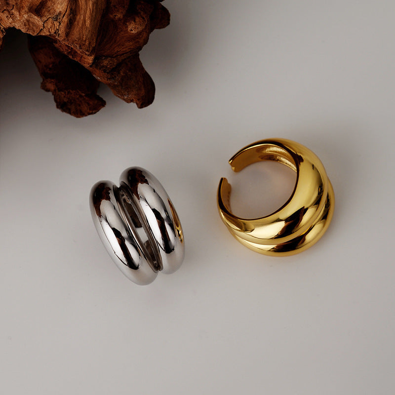 Bague géométrique double en argent 925 Luxlili