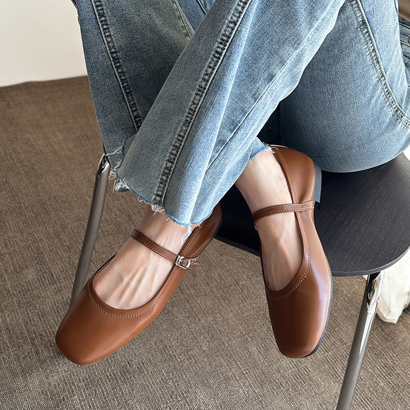Luxe | Chaussures Mary Rétro à Semelle Plate en Cuir d’Agneau Laurienne Paris
