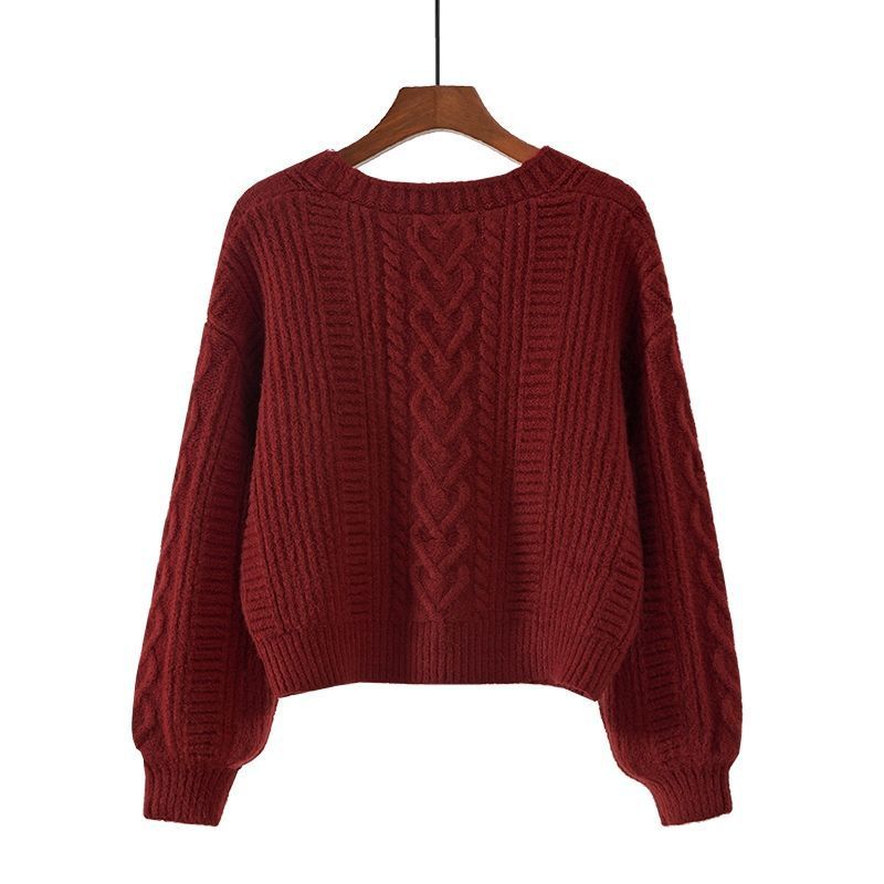 Pull à la mode pour femme – Haut vintage ample à col en V