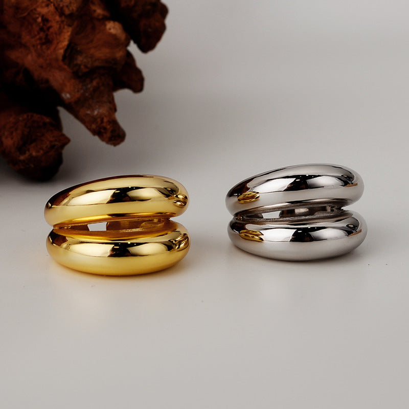 Bague géométrique double en argent 925 Luxlili