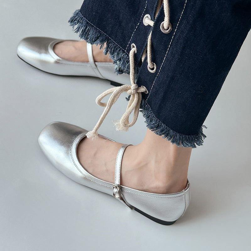 Luxe | Chaussures Mary Rétro à Semelle Plate en Cuir d’Agneau Laurienne Paris