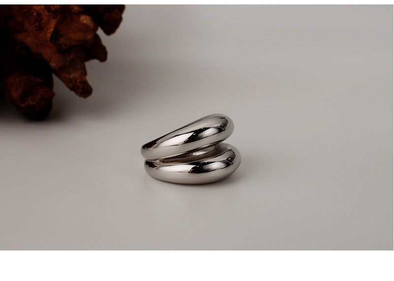 Bague géométrique double en argent 925 Luxlili