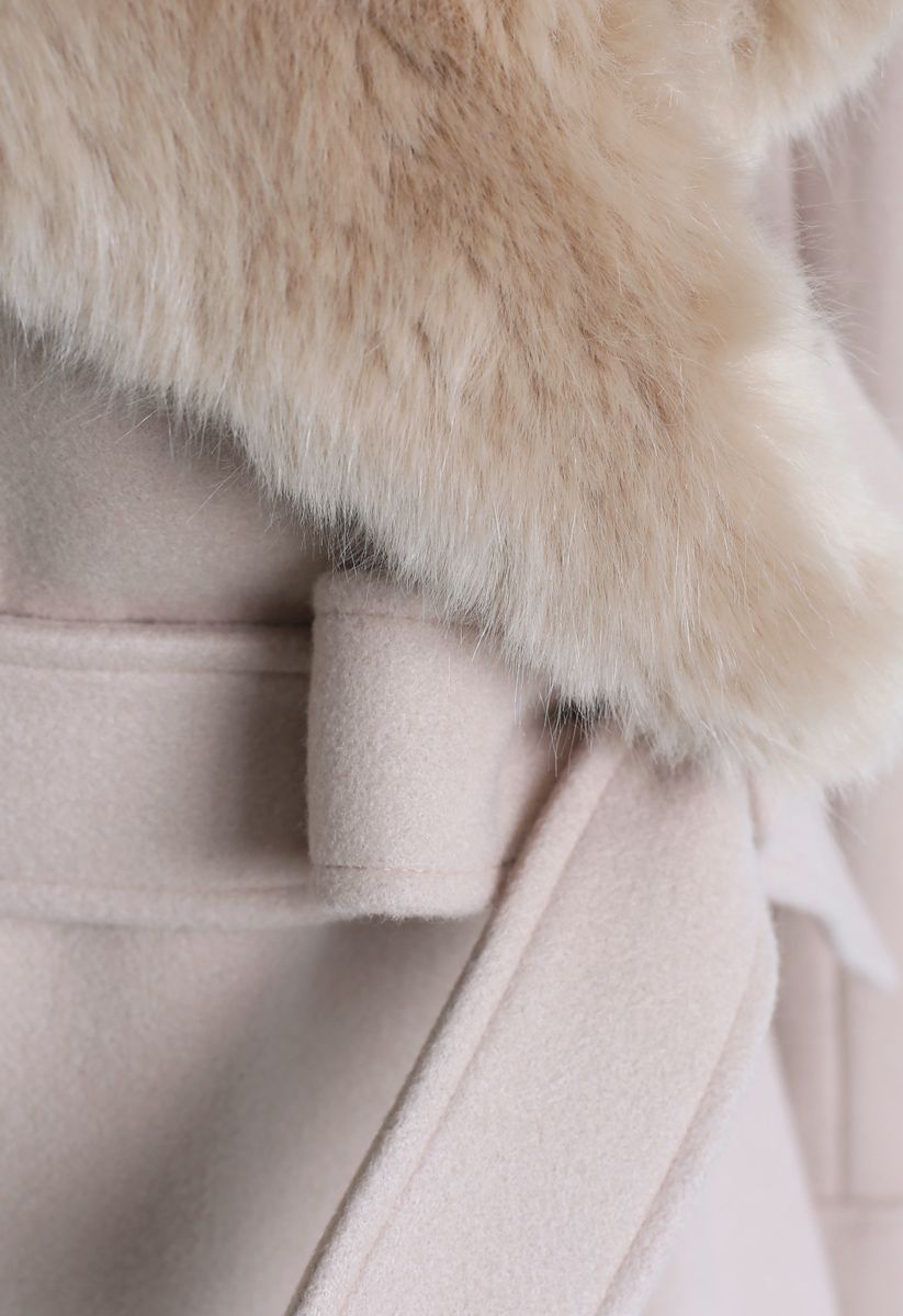 Glamora™ –Manteau Laine & Revers Fourrure