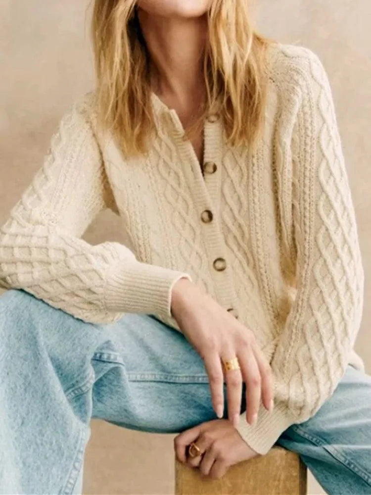 Cotonova™ | Cardigan Tricot Torsadé Femme