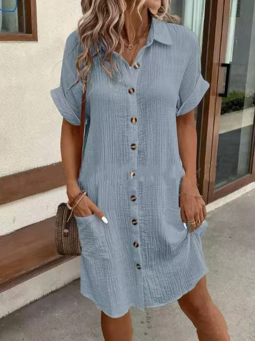 Robe chemise d'été unie et ample Luxlili