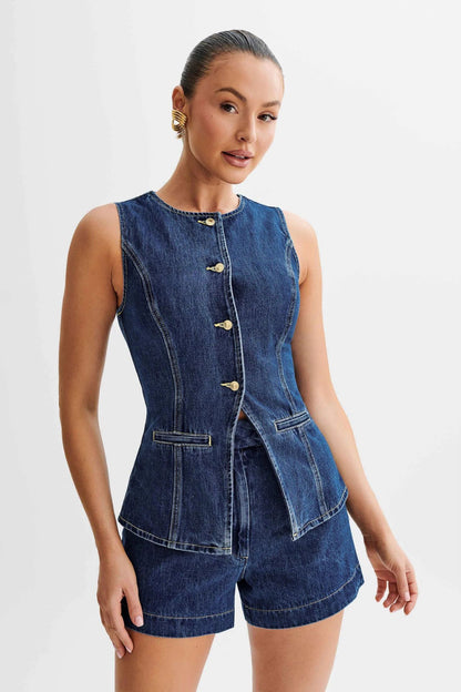 Luxi | Ensemble décontracté en jean sans manches pour femme Luxlili