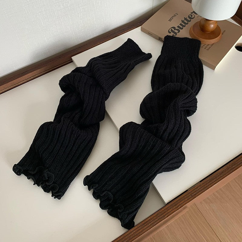 Chaussettes Froncées Jambières Rayées Tricotées Luxlili