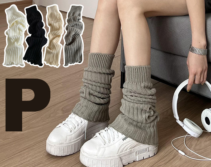 Chaussettes Froncées Jambières Rayées Tricotées Luxlili