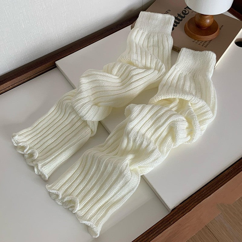 Chaussettes Froncées Jambières Rayées Tricotées Luxlili