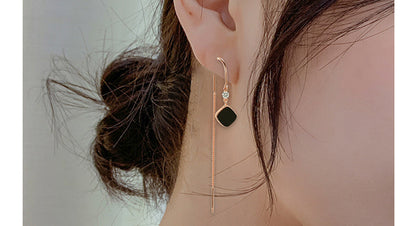 Boucles carrées noires en argent Luxlili