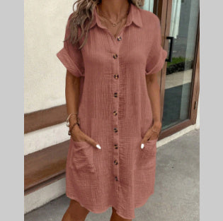 Robe chemise d'été unie et ample Luxlili