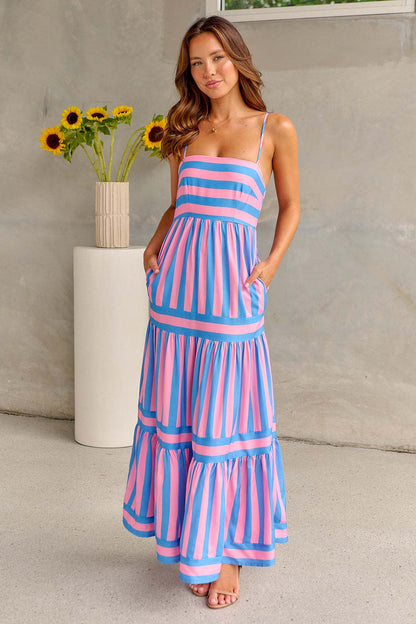 Striaria™ | Robe Longue Rayée Chic et Décontractée Luxlili