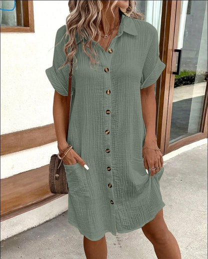 Robe chemise d'été unie et ample Luxlili