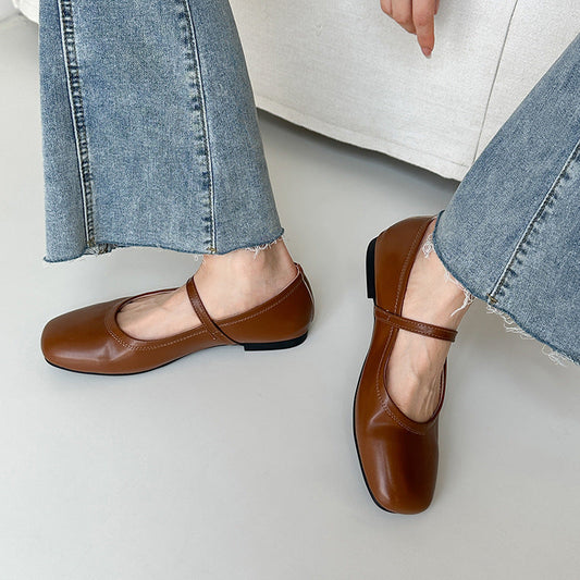 Luxe | Chaussures Mary Rétro à Semelle Plate en Cuir d’Agneau Laurienne Paris