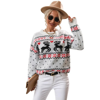 Blancéa™ | Pull de Noël Blanc Femme