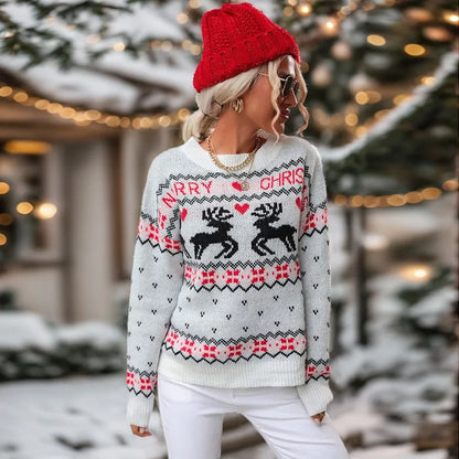 Blancéa™ | Pull de Noël Blanc Femme