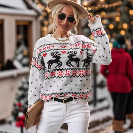 Blancéa™ | Pull de Noël Blanc Femme