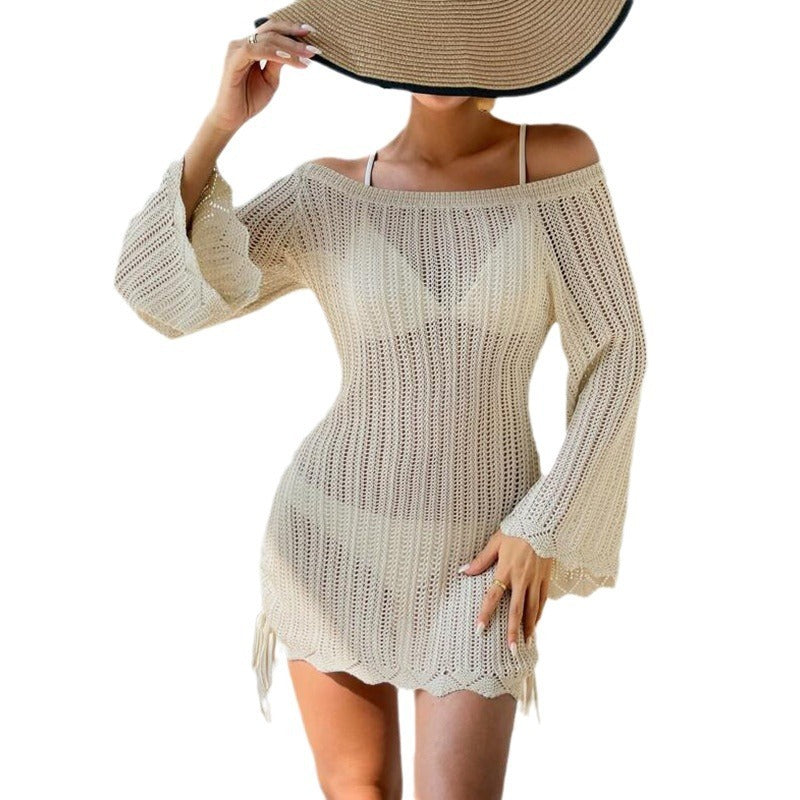 Blouse de plage tricotée unie pour maillot de bain bikini Laurienne Paris