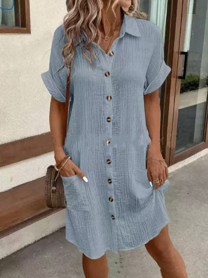 Robe chemise d'été unie et ample Luxlili