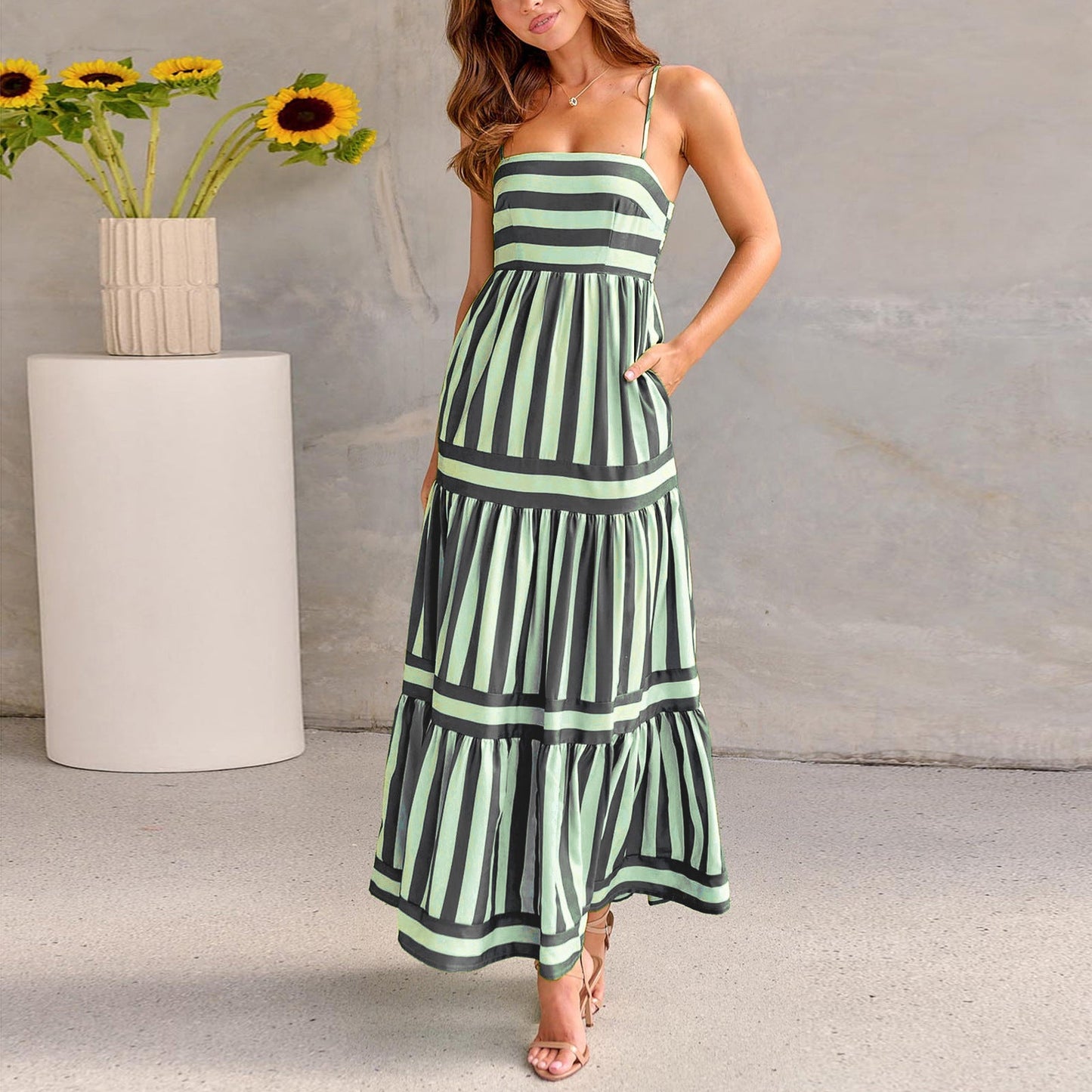 Striaria™ | Robe Longue Rayée Chic et Décontractée Luxlili