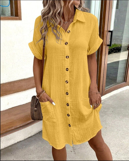 Robe chemise d'été unie et ample Luxlili