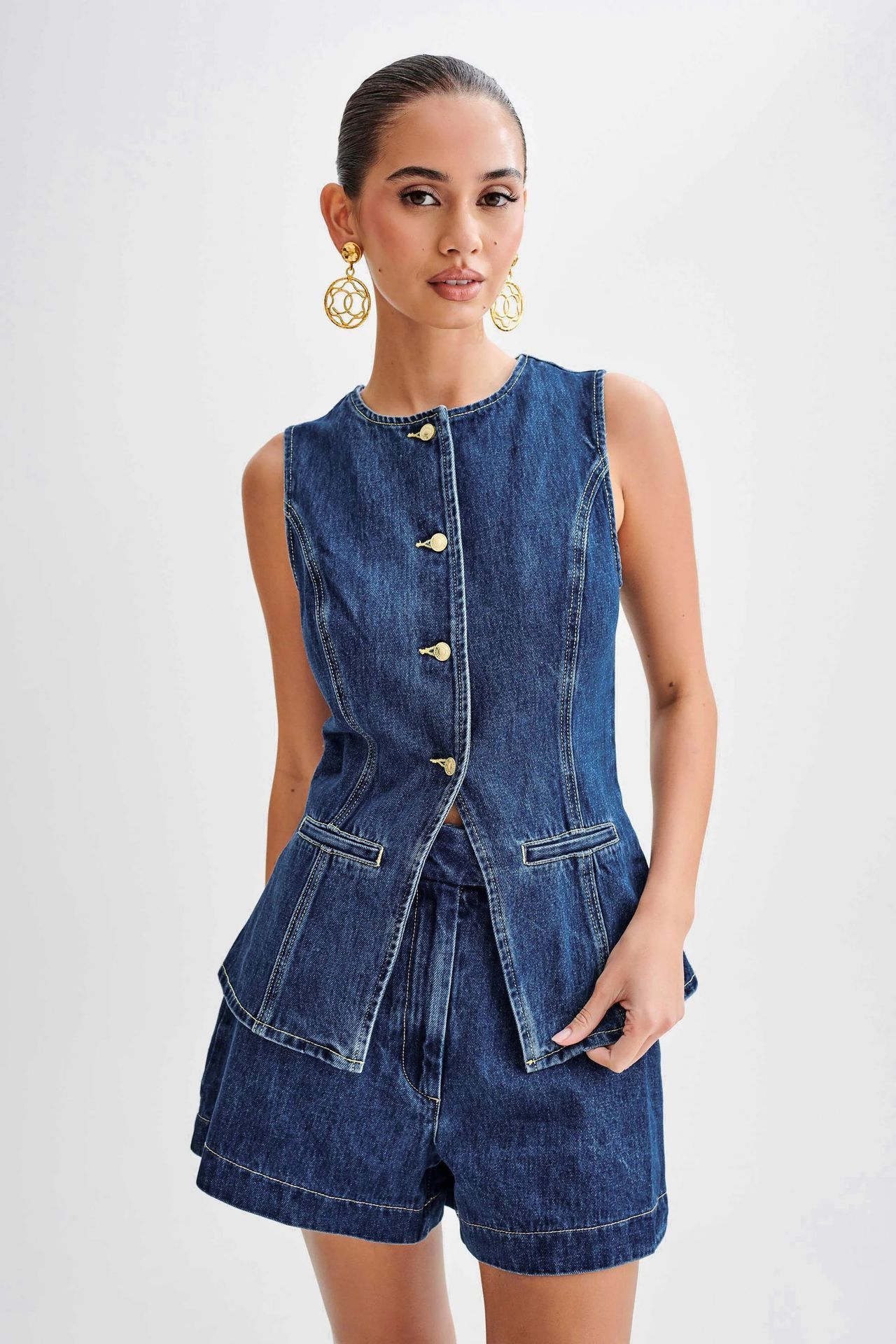 Luxi | Ensemble décontracté en jean sans manches pour femme Luxlili